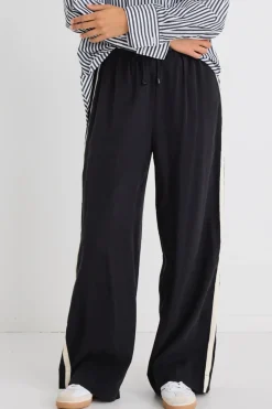 Stories be Told Townie Black Stripe Side Tape Wide Leg Pants