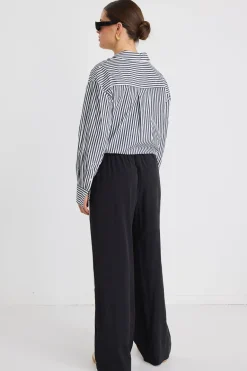 Stories be Told Townie Black Stripe Side Tape Wide Leg Pants