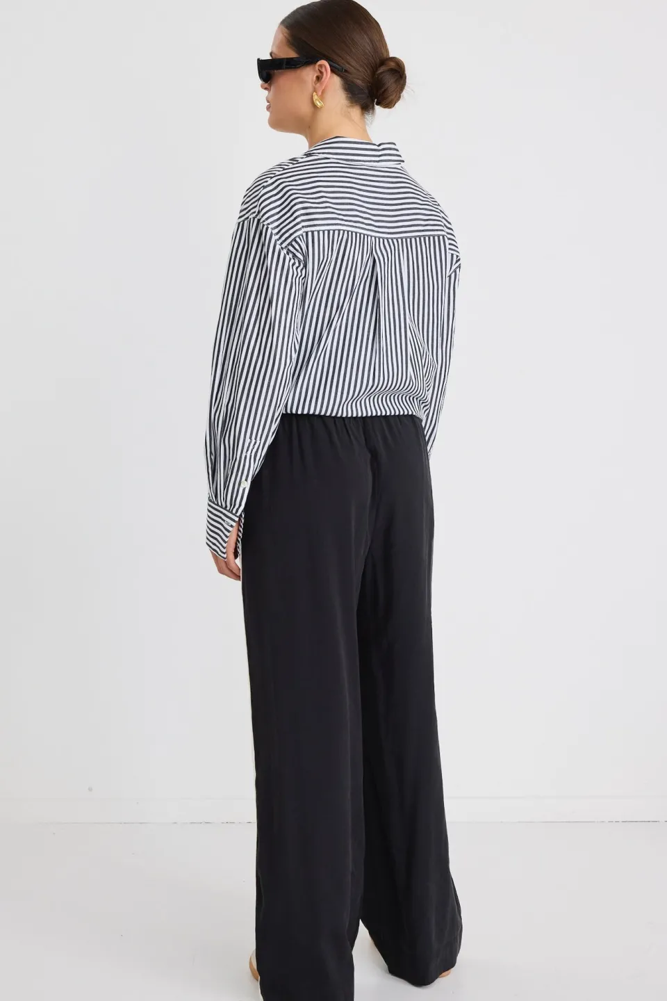 Stories be Told Townie Black Stripe Side Tape Wide Leg Pants