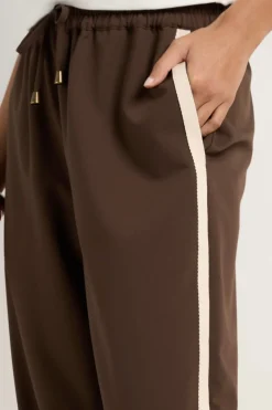 Stories be Told Townie Chocolate Stripe Side Tape Wide Leg Pants