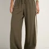Stories be Told Townie Olive Stripe Side Tape Wide Leg Pants