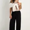 Stories be Told Townie Onyx Velvet Stripe Side Wide Leg Pants