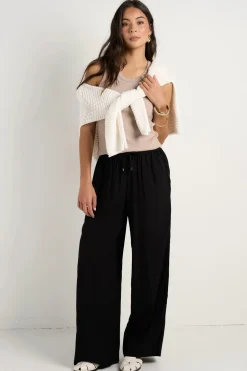 Stories be Told Townie Onyx Velvet Stripe Side Wide Leg Pants