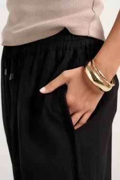 Stories be Told Townie Onyx Velvet Stripe Side Wide Leg Pants