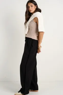 Stories be Told Townie Onyx Velvet Stripe Side Wide Leg Pants