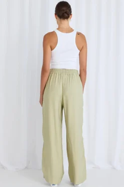 Stories be Told Townie Sage Stripe Side Tape Wide Leg Pants