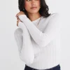 Among the Brave Trace White Sheer LS Knit Top