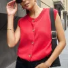 Stories be Told Trait Cherry Crewneck Knitted Vest Top