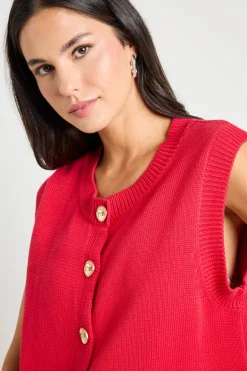 Stories be Told Trait Cherry Crewneck Knitted Vest Top