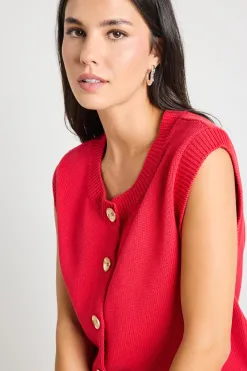 Stories be Told Trait Cherry Crewneck Knitted Vest Top