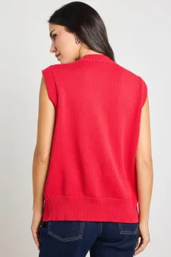 Stories be Told Trait Cherry Crewneck Knitted Vest Top