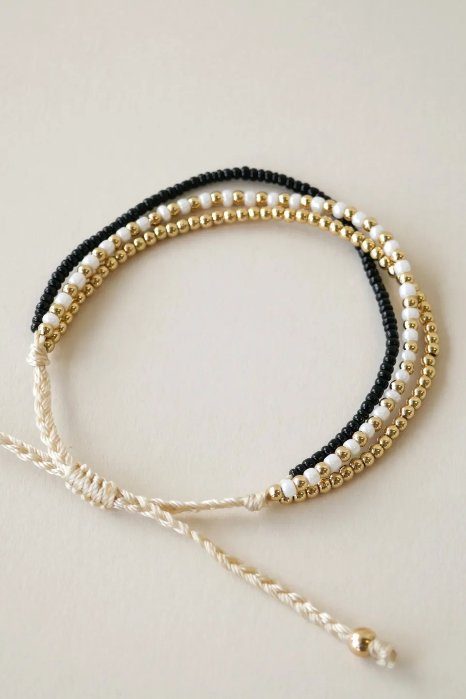 Humble + Heart Triple Bead EOL Gold Black White Bracelet