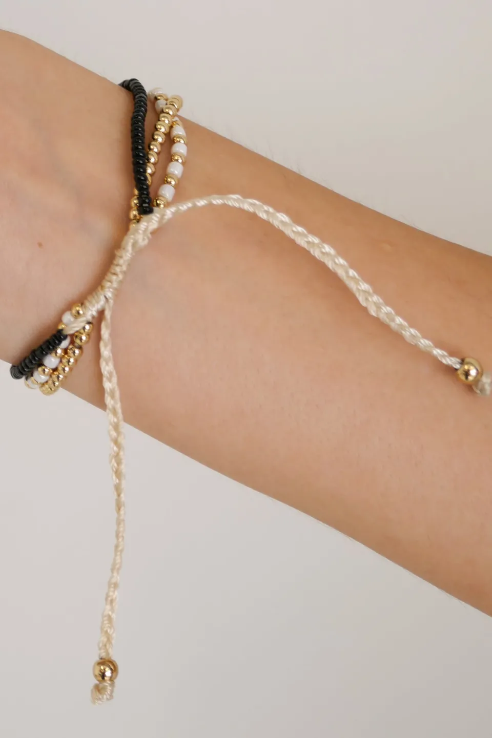 Humble + Heart Triple Bead EOL Gold Black White Bracelet