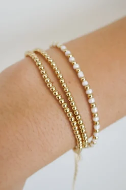 Humble + Heart Triple Bead Gold White Gold Bracelet