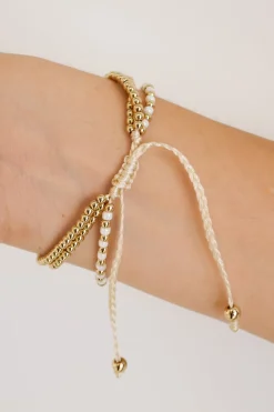 Humble + Heart Triple Bead Gold White Gold Bracelet