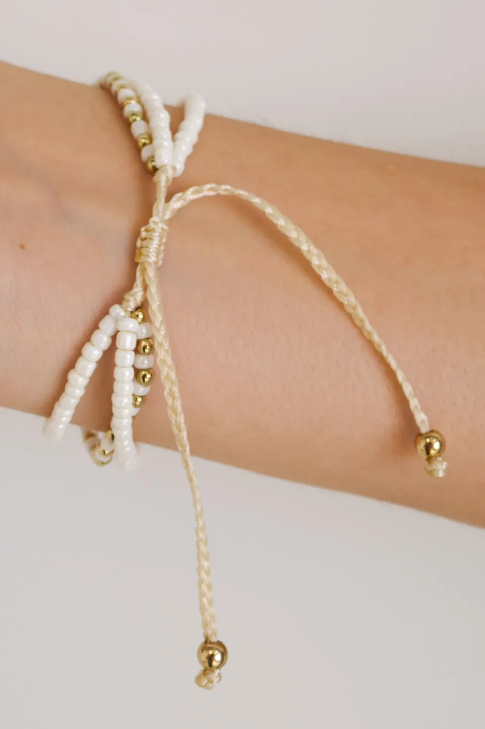 Humble + Heart Triple Bead White Gold White Bracelet
