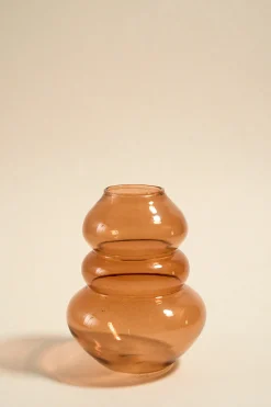 Willow u0026 Mae Triple Flat Bubble Brown 13cm Glass Vase