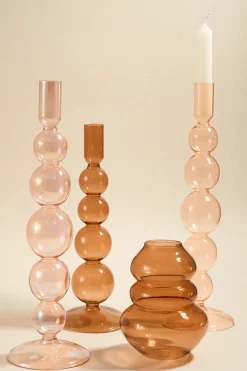 Willow u0026 Mae Triple Flat Bubble Brown 13cm Glass Vase