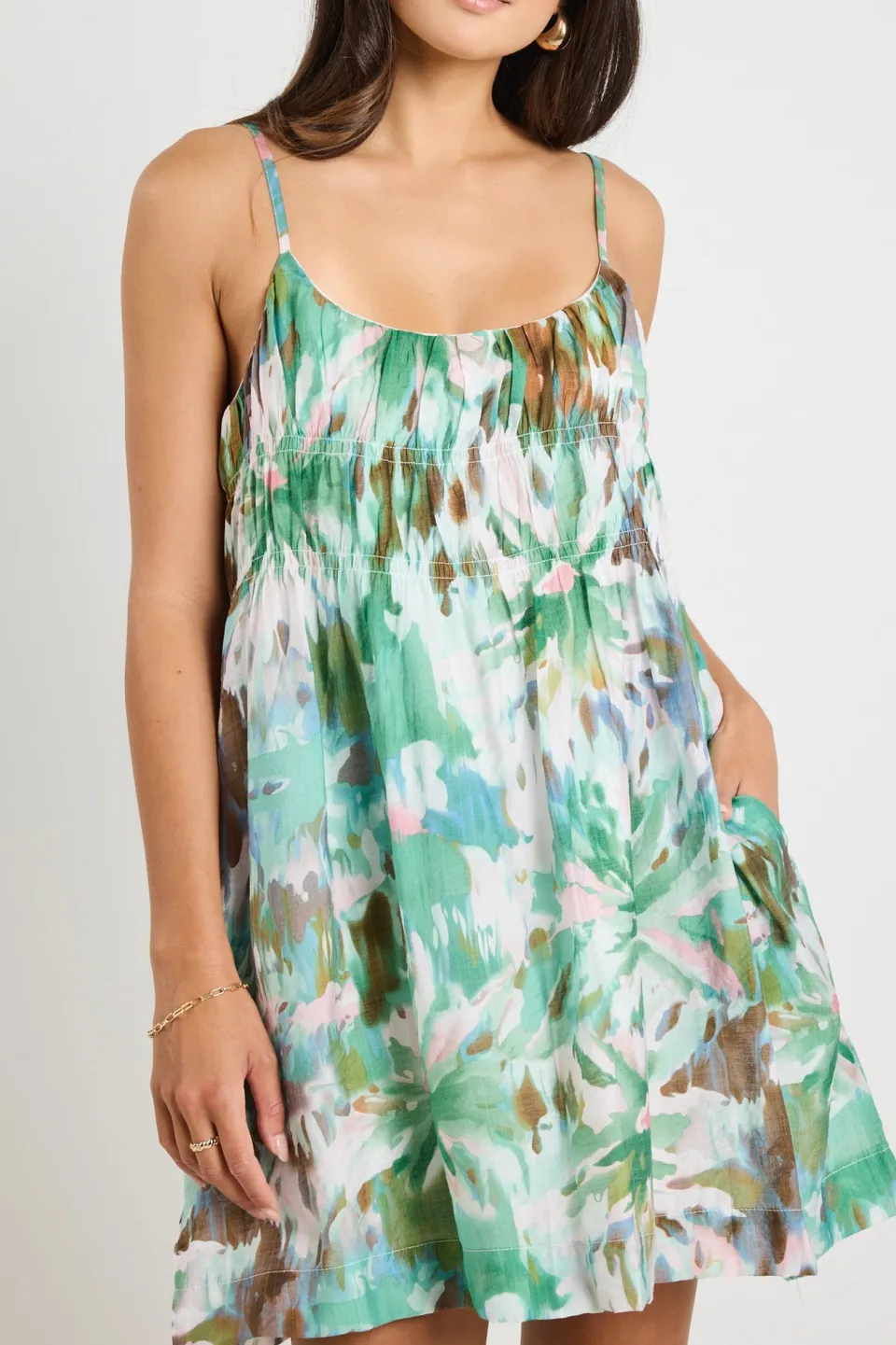 Love Lulu Tropic Jungle Strappy Tiered Mini Dress