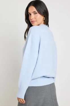 Stories be Told True Ice Blue Crewneck Knit Jumper