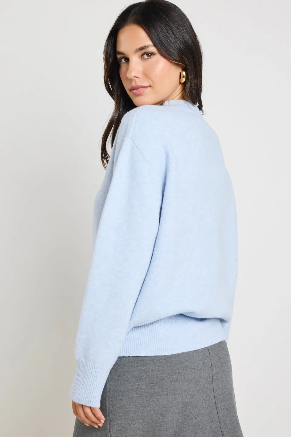Stories be Told True Ice Blue Crewneck Knit Jumper