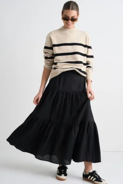 Stories be Told True Oat Black Stripe Crew Knit Jumper