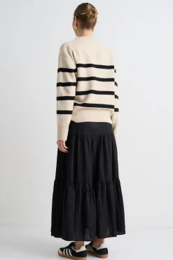 Stories be Told True Oat Black Stripe Crew Knit Jumper
