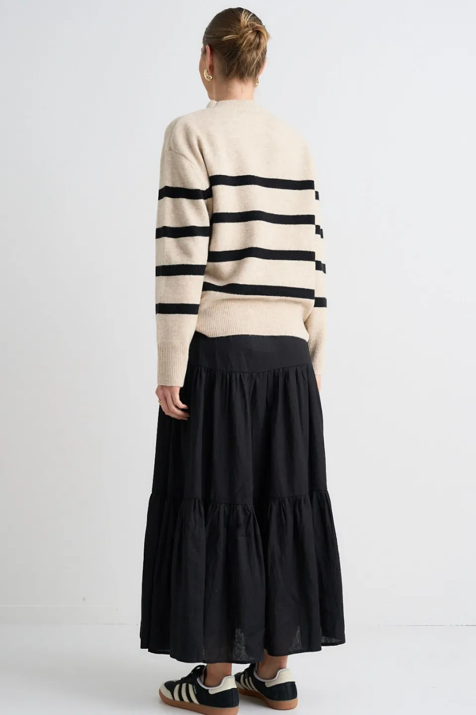 Stories be Told True Oat Black Stripe Crew Knit Jumper
