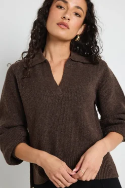 Among the Brave Truth Chocolate Collar Chunky Knit Jumper