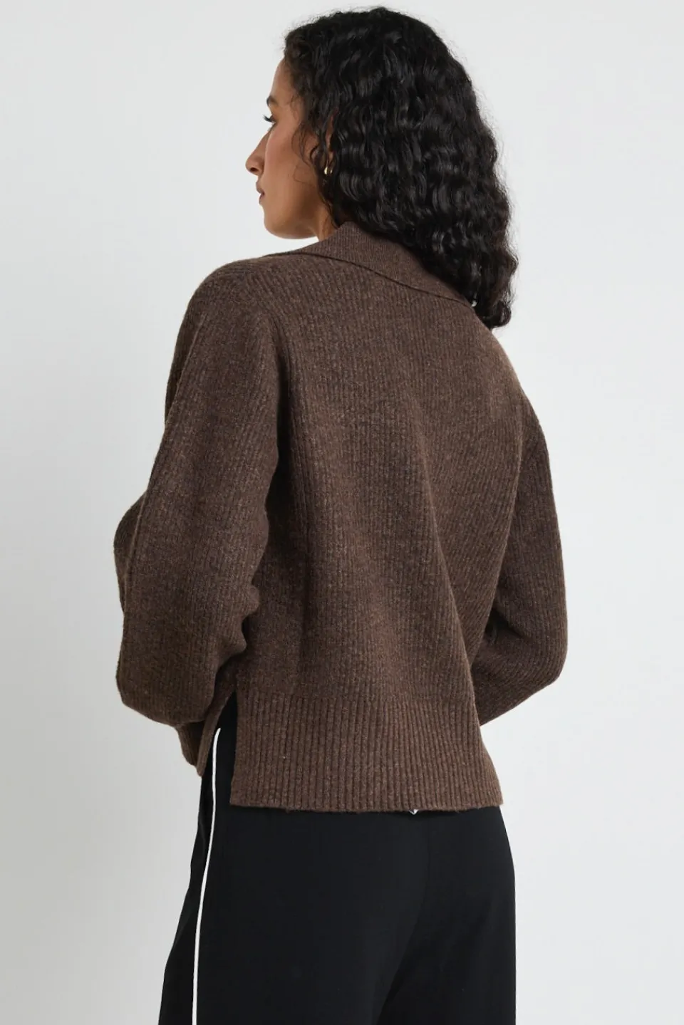 Among the Brave Truth Chocolate Collar Chunky Knit Jumper
