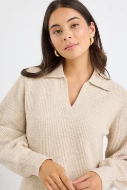 Among the Brave Truth Oat Collar Chunky Knit Jumper