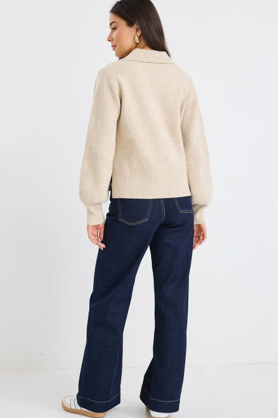 Among the Brave Truth Oat Collar Chunky Knit Jumper