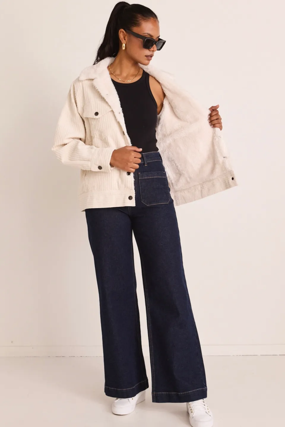 Among the Brave Truthful Pumice Cord Longline Shacket