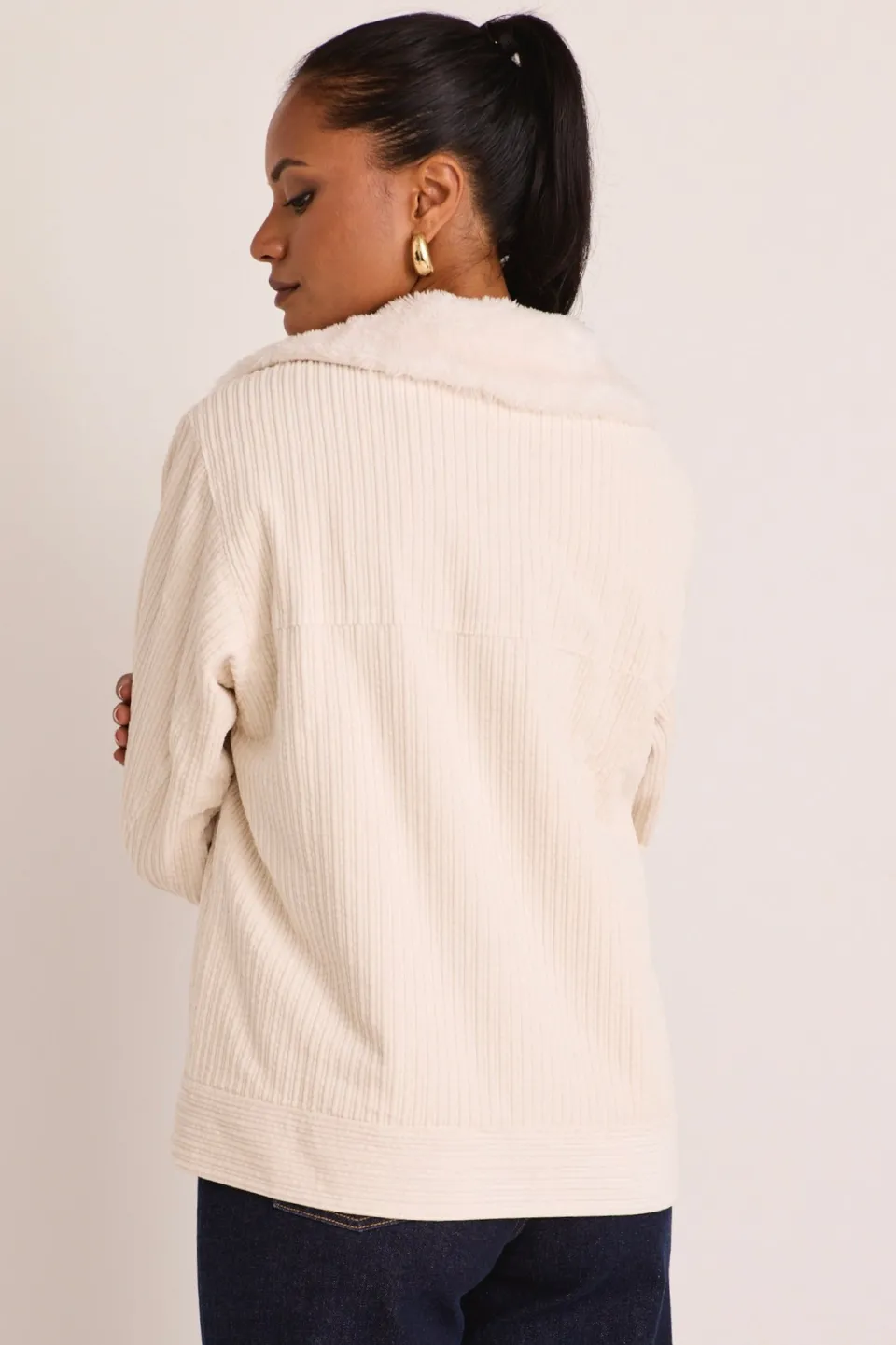 Among the Brave Truthful Pumice Cord Longline Shacket