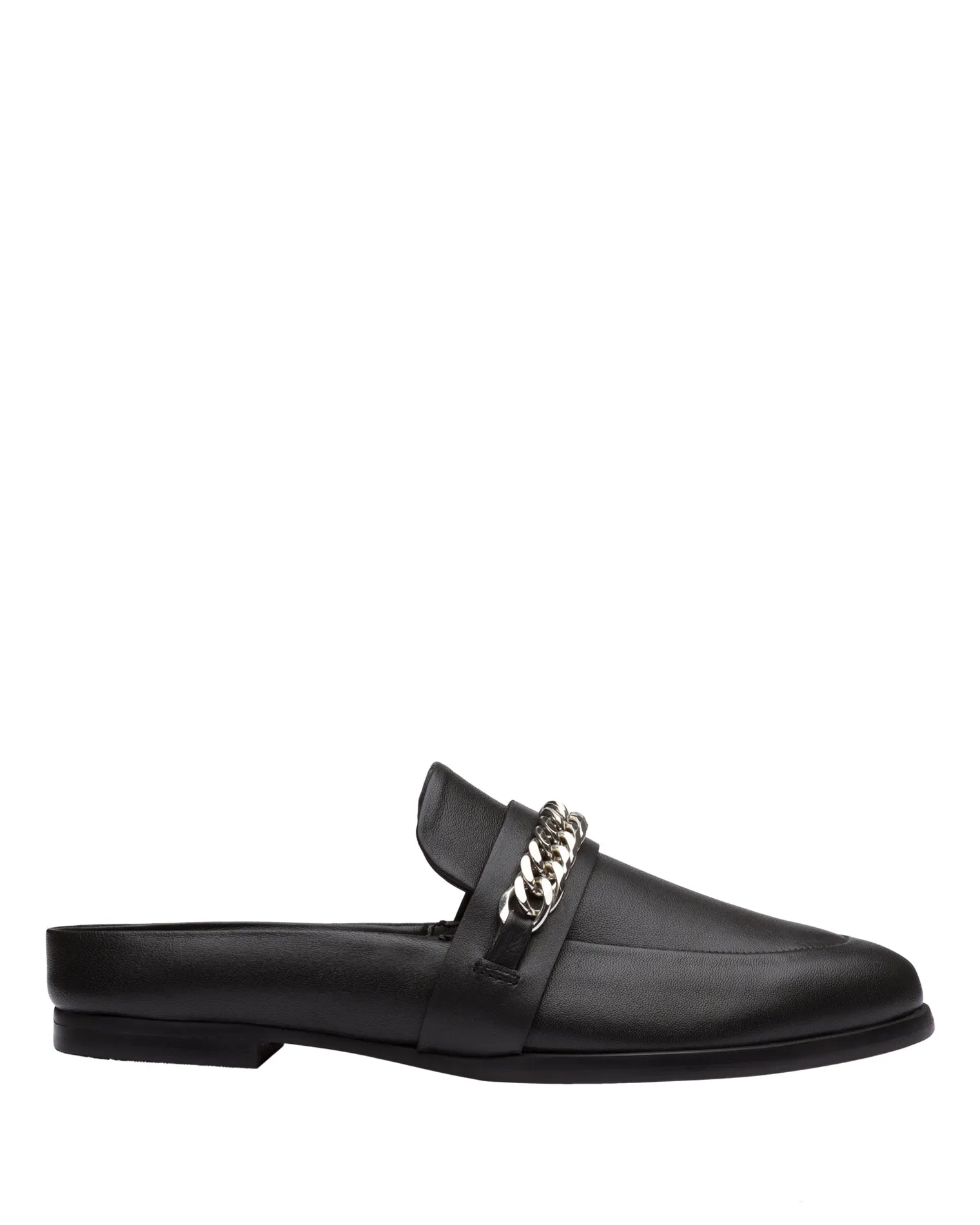 Solsana Tuesday Silver Chain Black Leather Slide