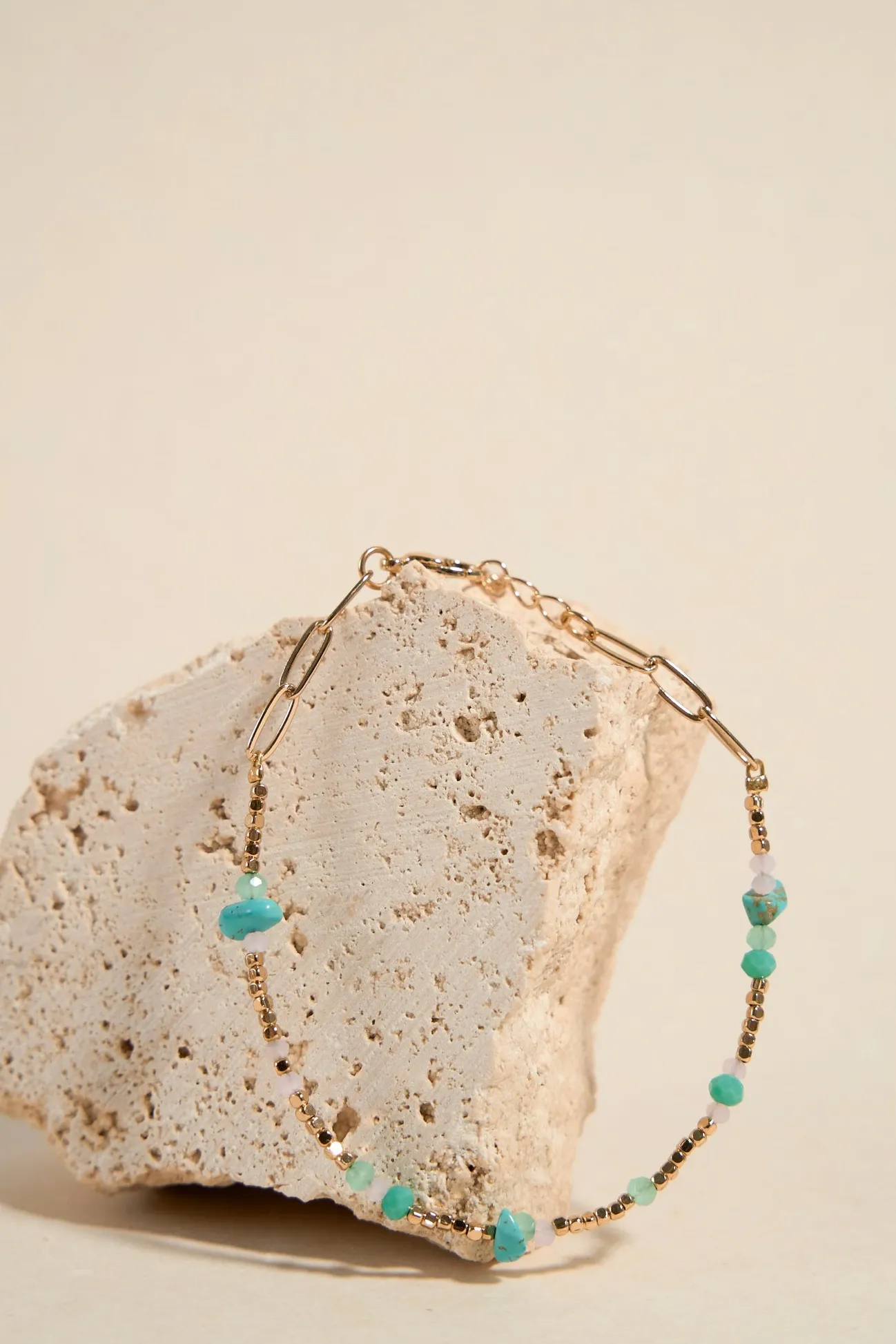 Humble + Heart Turquoise Bead Gold Bracelet