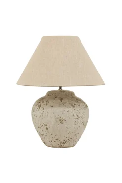 CC Interiors Tuscan Style Stone Medium Lamp with Biscotti 51cm Lampshade
