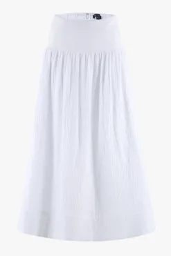Among the Brave Unwind Ivory Shirred Back Tiered Maxi Skirt