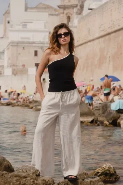 Stories be Told Urban Black One Shoulder Knit Top