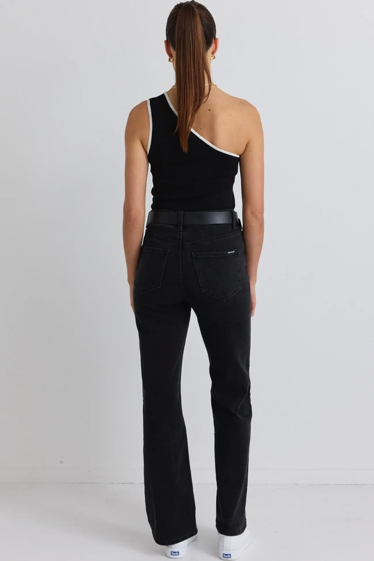 Stories be Told Urban Black One Shoulder Knit Top