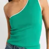 Stories be Told Urban Green One Shoulder Knit Top