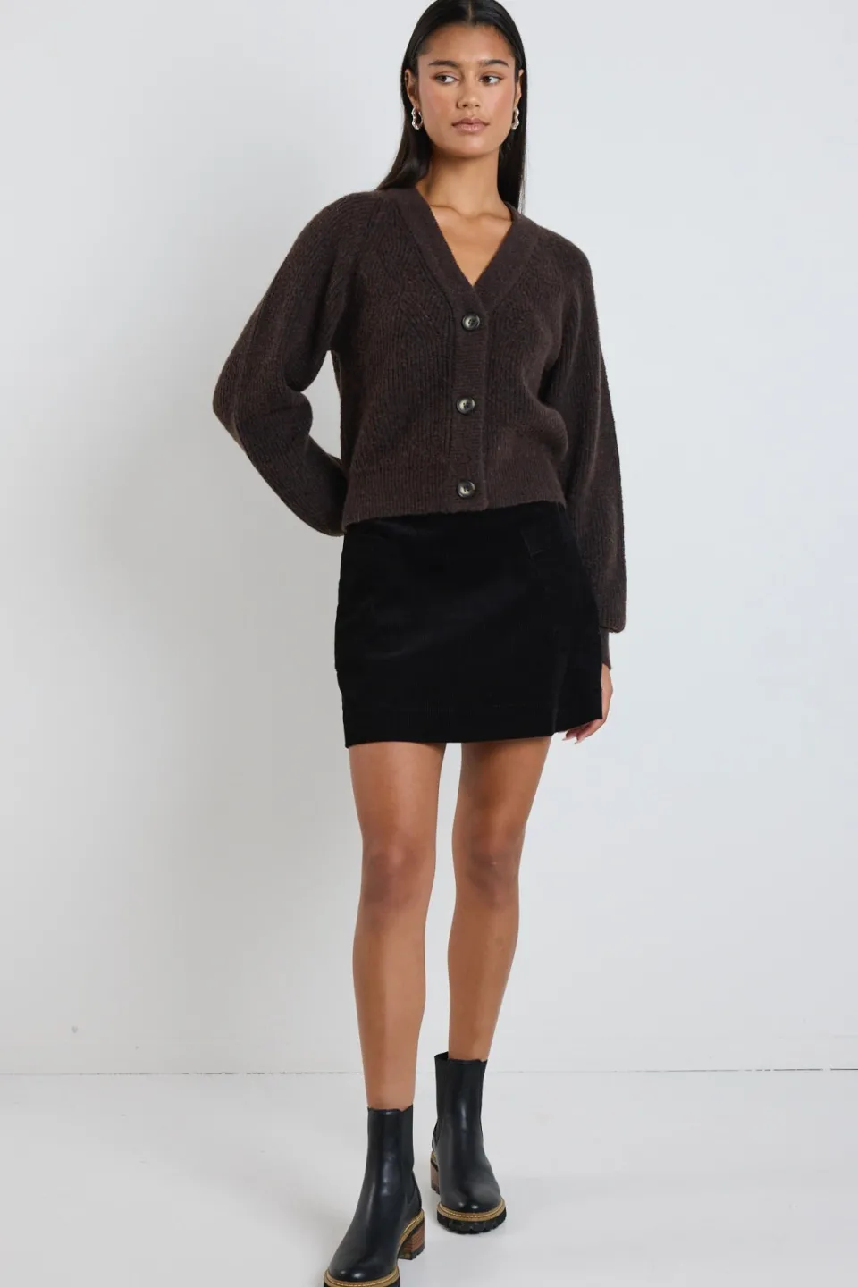 Among the Brave Valid Black Cord Mini Skirt