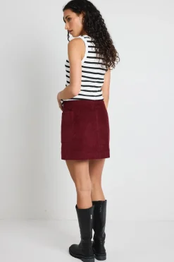 Among the Brave Valid Burgundy Cord Mini Skirt