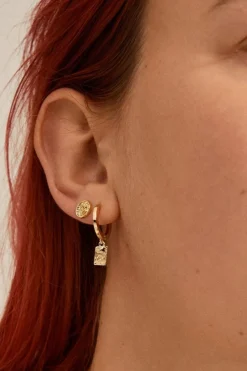 Pilgrim Valkyria Gold Plated Drop Pendant Hoop and Stud EOL Earrings Set