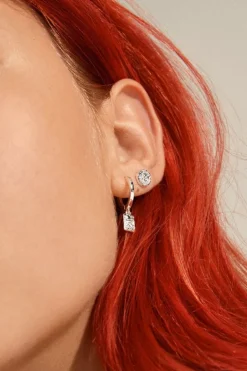 Pilgrim Valkyria Silver Plated Drop Pendant Hoop and Stud Earrings EOL Set