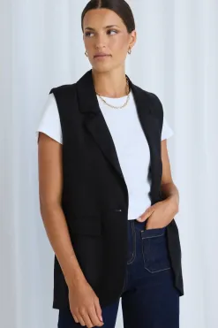 Stories be Told Vancouver Black Linen Longline Vest