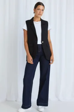 Stories be Told Vancouver Black Linen Longline Vest