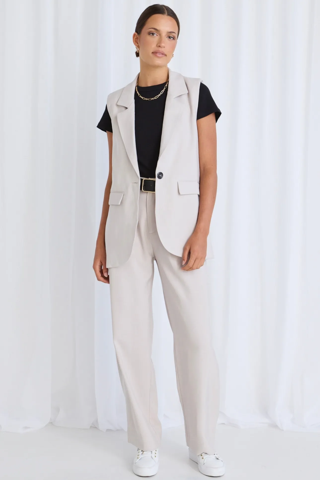 Stories be Told Vancouver Bone Soft Touch Longline Vest