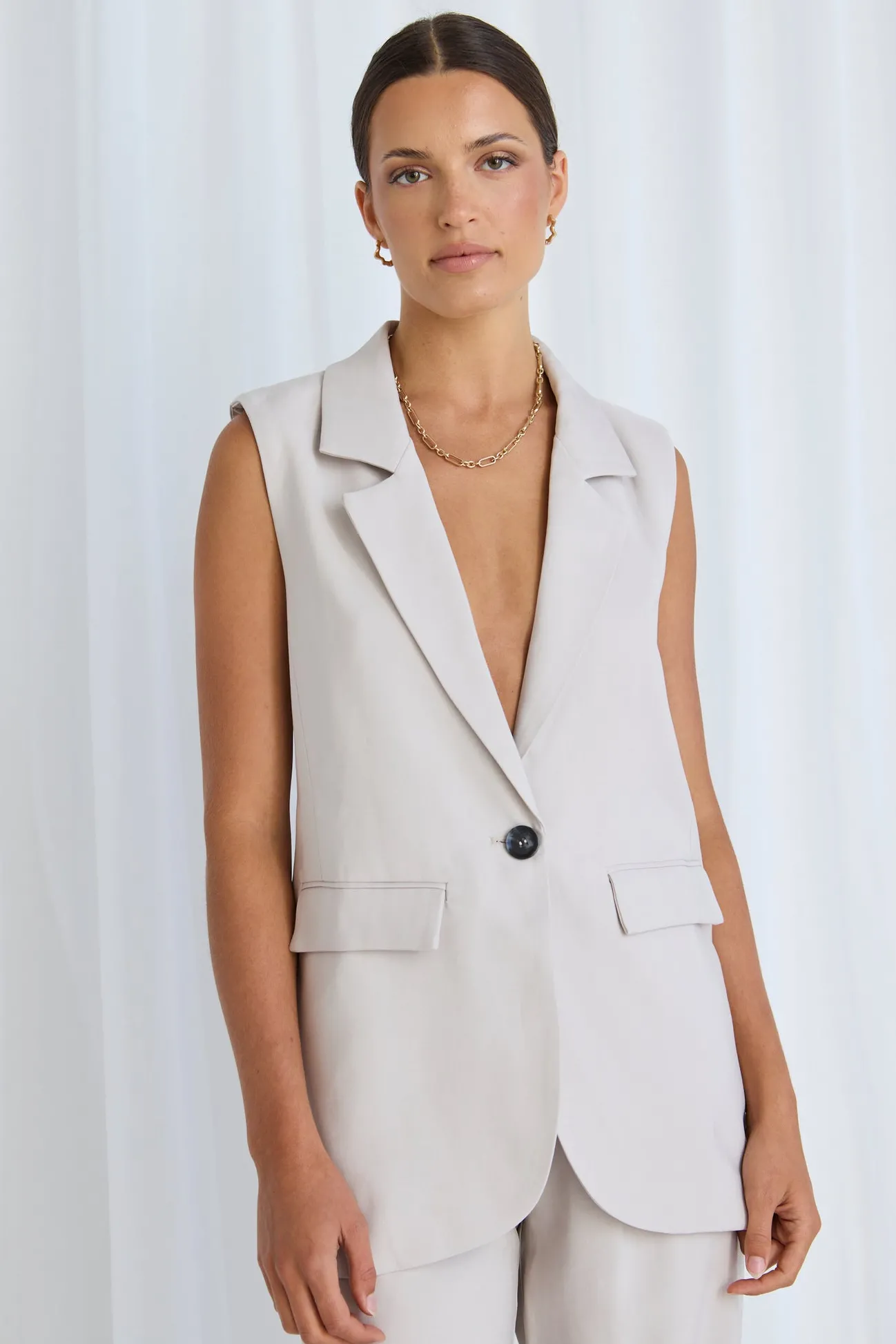 Stories be Told Vancouver Bone Soft Touch Longline Vest