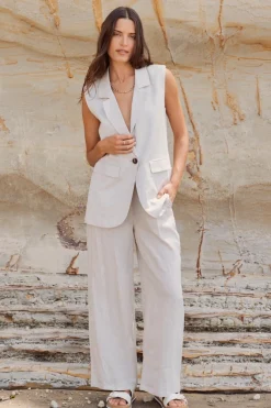 Stories be Told Vancouver Natural Linen Viscose Longline Vest